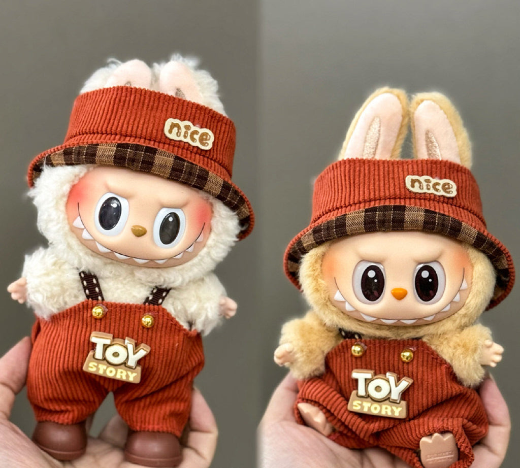 Labubu Clothing – Corduroy Bucket Hat & Toy Story Overalls Set